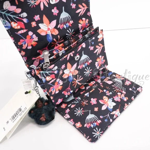 NWT Kipling AC3739 PIXI Snap Medium Trifold Wallet Nylon Festival Blossom Multi - Picture 7 of 13